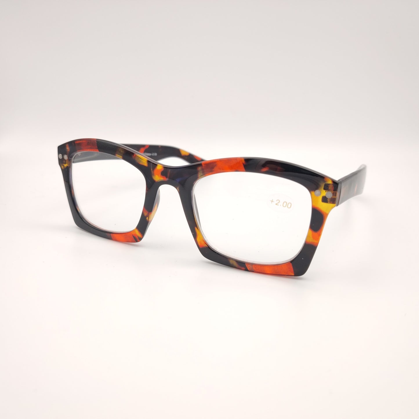 gafas de lectura estampadas en tonos naranja negro y amarillo modelo sunset de k eyes