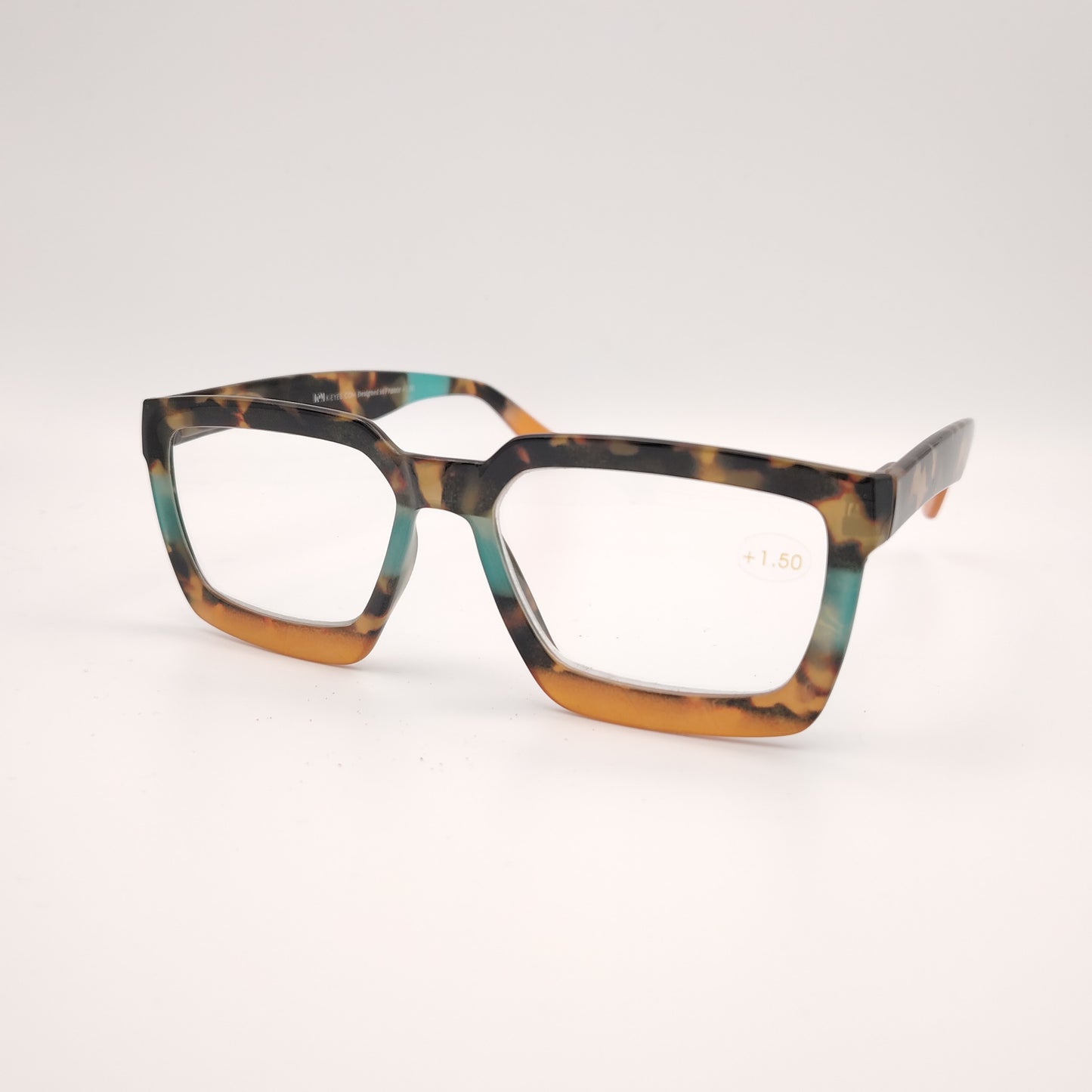 gafas premontadas para presbicia modelo k eyes k41-sahara con montura geométrica en acetato carey con tonos ámbar y turquesa