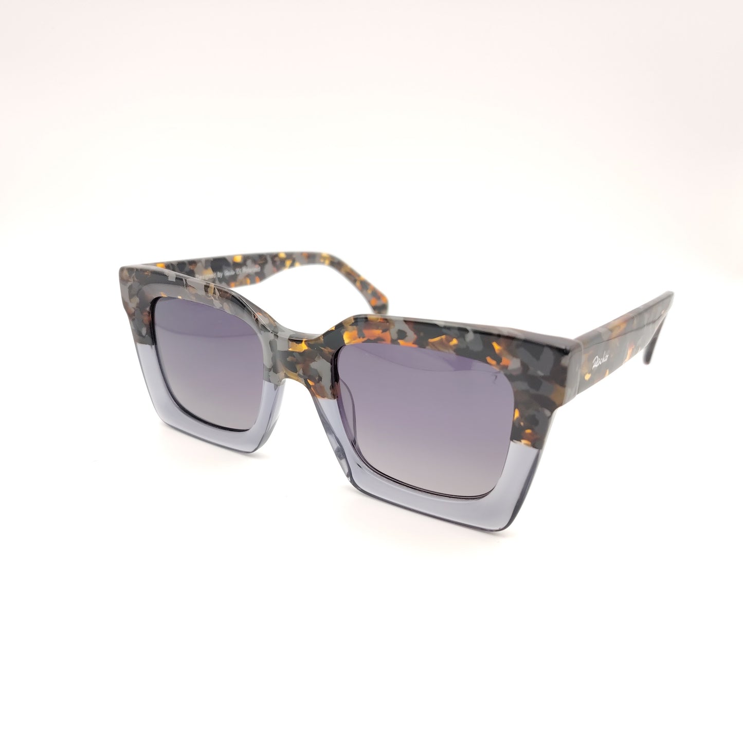 gafas de sol rischio r21428 c111 de forma cuadrada en acetato gris con parte superior multicolor y lentes polarizadas