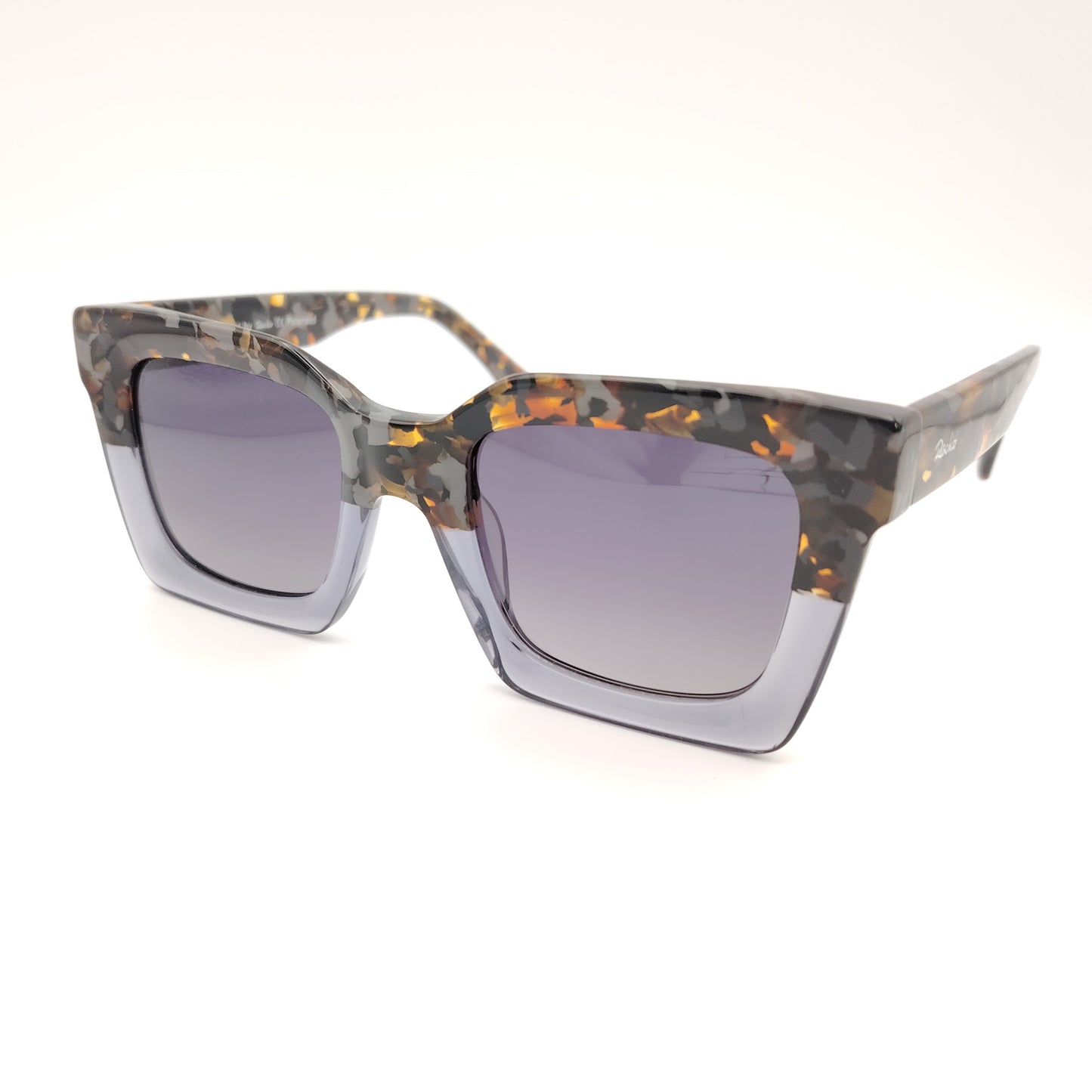 gafas de sol rischio r21428 c111 de forma cuadrada en acetato gris con parte superior multicolor y lentes polarizadas