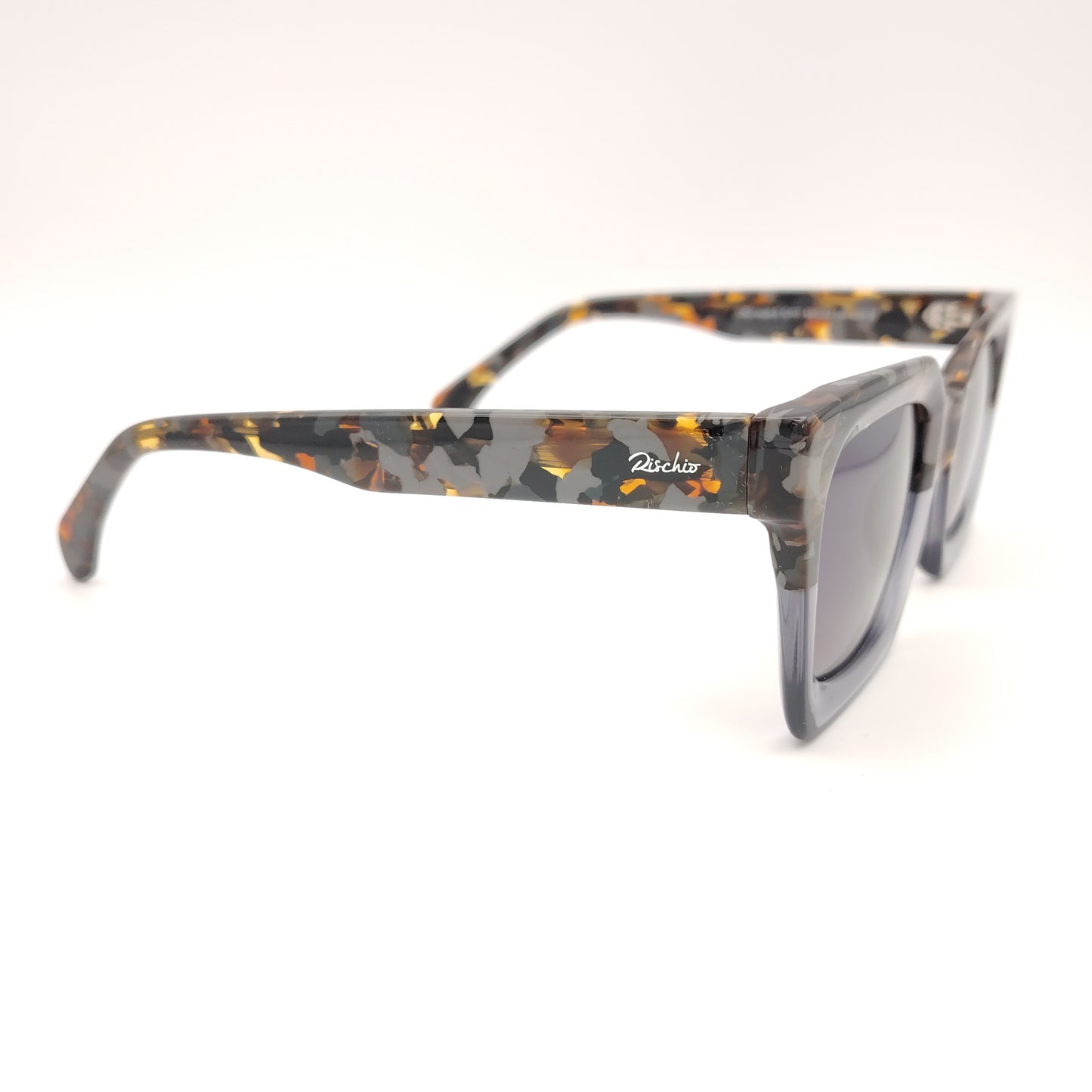 gafas de sol rischio r21428 c111 de forma cuadrada en acetato gris con parte superior multicolor y lentes polarizadas