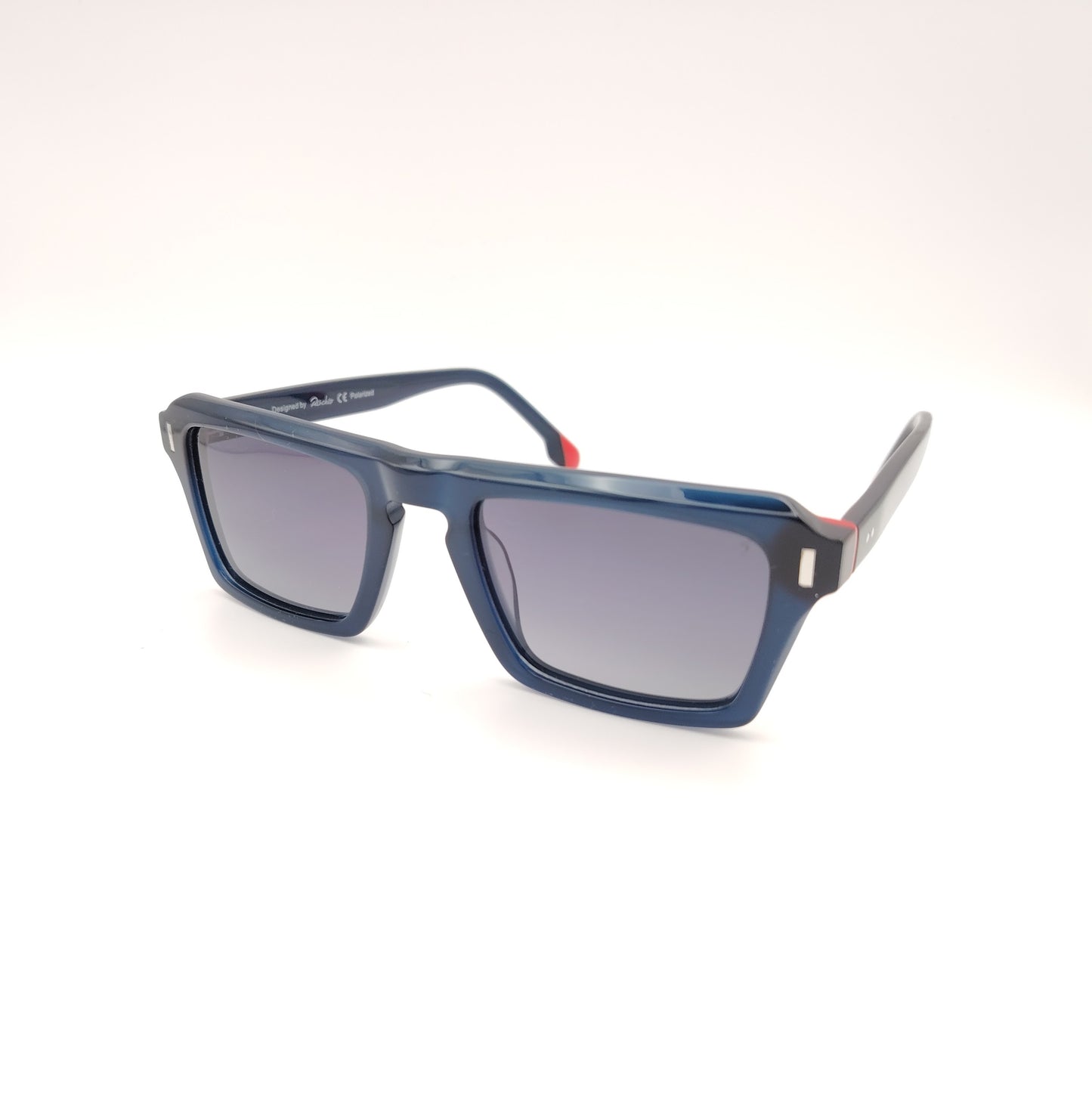 gafas de sol rischio r21430 c13 en acetato cuadradas color azul con lentes polarizadas oscuras