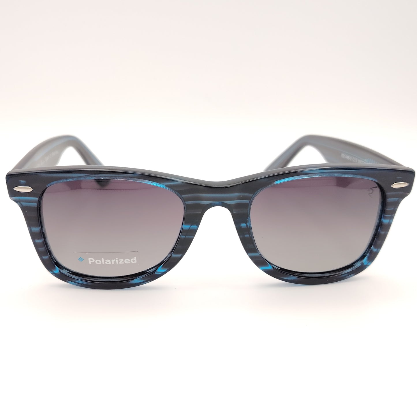 gafas de sol rischio azul con montura jaspeada y lentes polarizadas degradadas